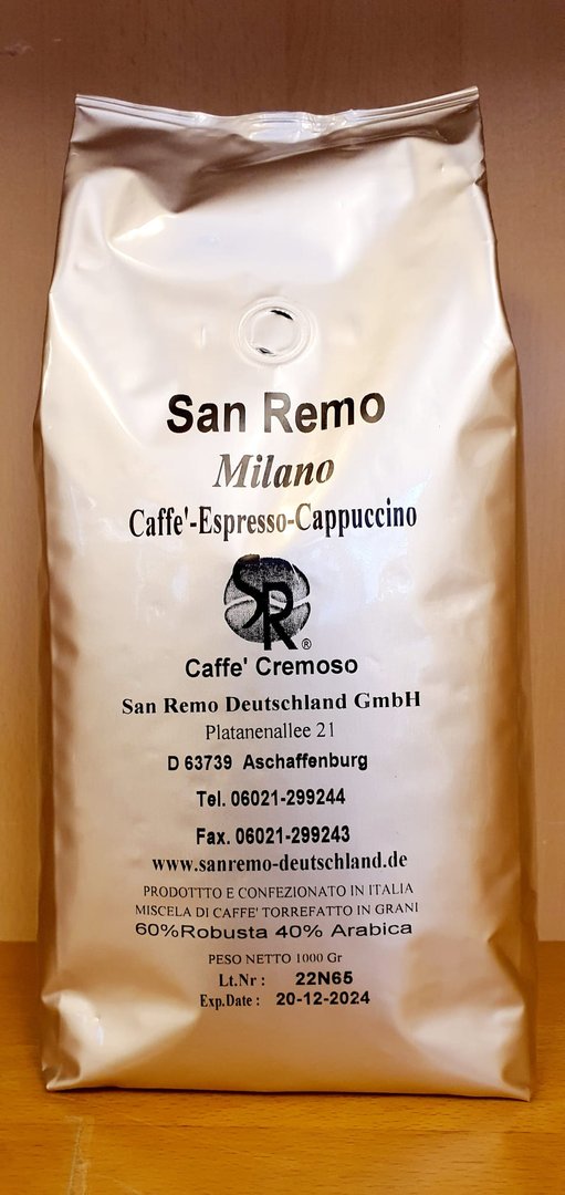 SanRemo Bohnenkaffee Milano 1.000g Mischung: 60% Robusta 40% Arabica